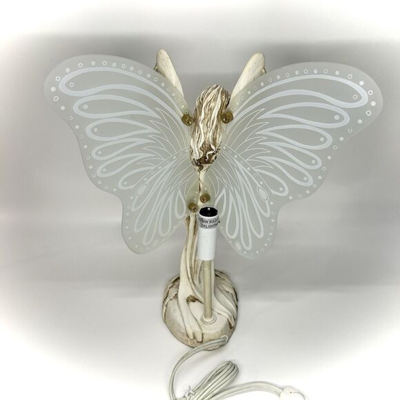 Fairy Lamp w/Glass Wings Desk Nightstand Light Angel Guardian Figure 14” Plug In - Picture 4 of 7